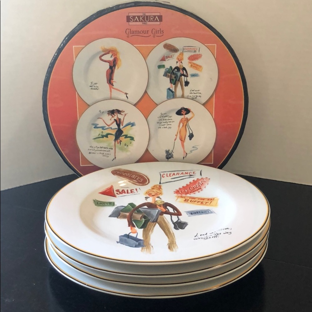 The Sakura Table Glamour Girls Stoneware Plate Set